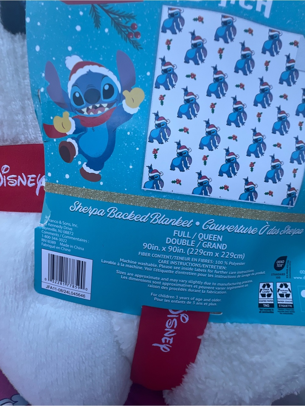 Stitch Christmas Sherpa Blanket
